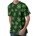 Pot Leaf Pattern Print Men's Velvet T-Shirt