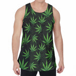 Pot Leaf Pattern Print Men's Velvet Tank Top
