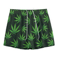 Pot Leaf Pattern Print Mesh Shorts