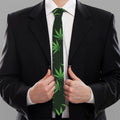 Pot Leaf Pattern Print Necktie