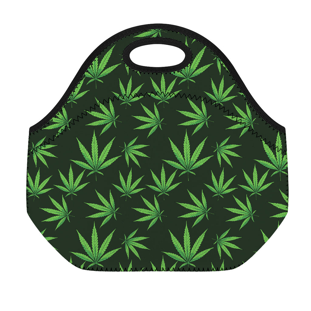 Pot Leaf Pattern Print Neoprene Lunch Bag