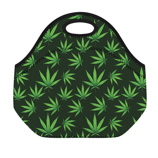 Pot Leaf Pattern Print Neoprene Lunch Bag