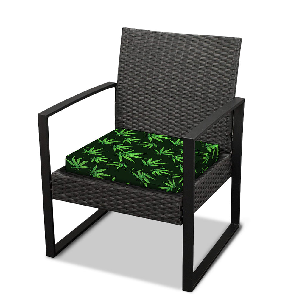 Pot Leaf Pattern Print Outdoor Seat Cushion Cover