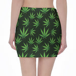 Pot Leaf Pattern Print Pencil Mini Skirt