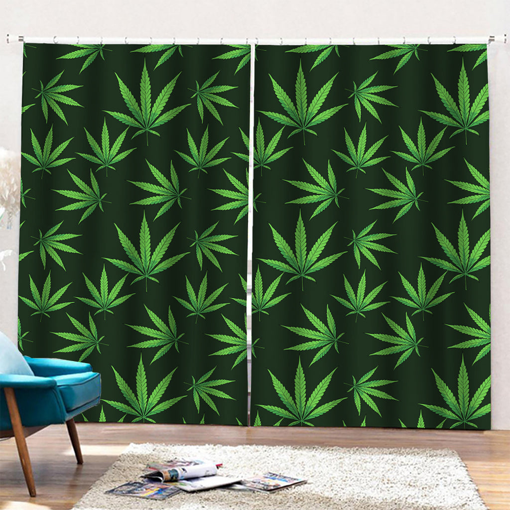 Pot Leaf Pattern Print Pencil Pleat Curtains