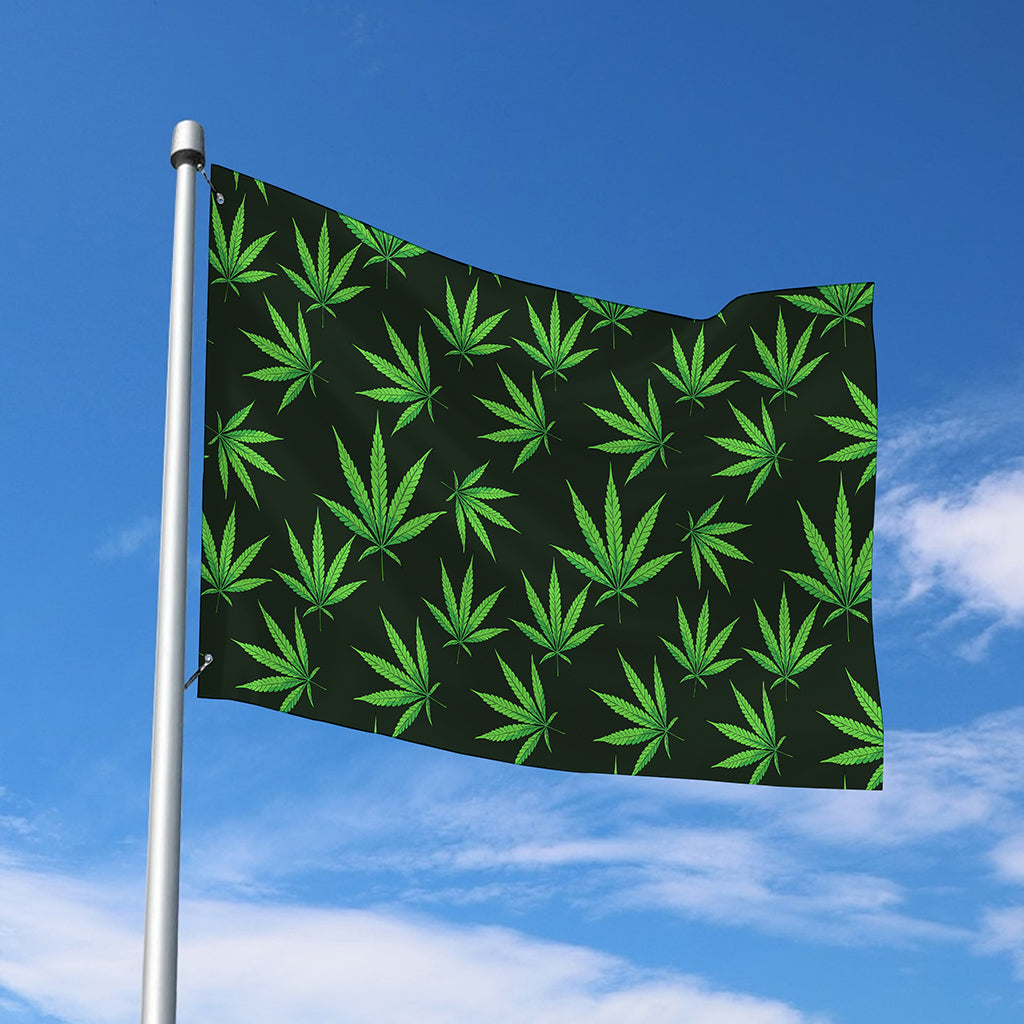 Pot Leaf Pattern Print Polyester Flag