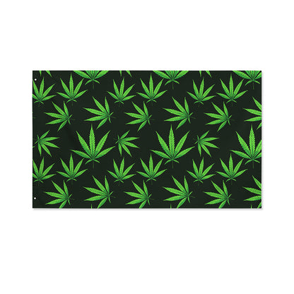 Pot Leaf Pattern Print Polyester Flag