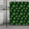Pot Leaf Pattern Print Polyester Shower Curtain