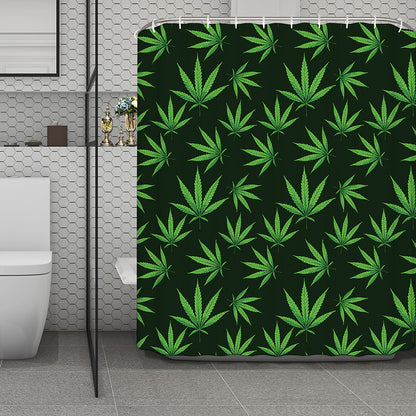 Pot Leaf Pattern Print Polyester Shower Curtain