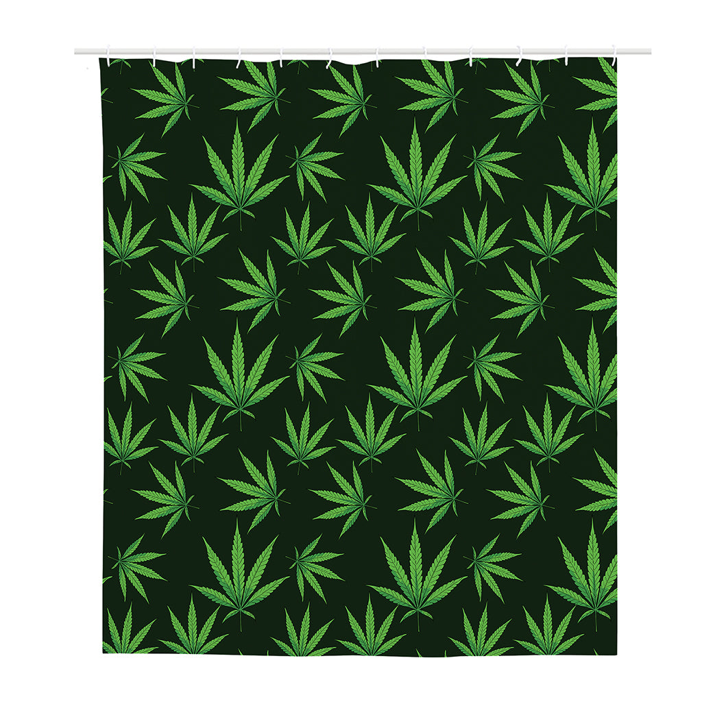 Pot Leaf Pattern Print Polyester Shower Curtain