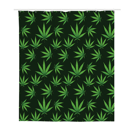 Pot Leaf Pattern Print Polyester Shower Curtain