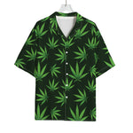 Pot Leaf Pattern Print Rayon Hawaiian Shirt