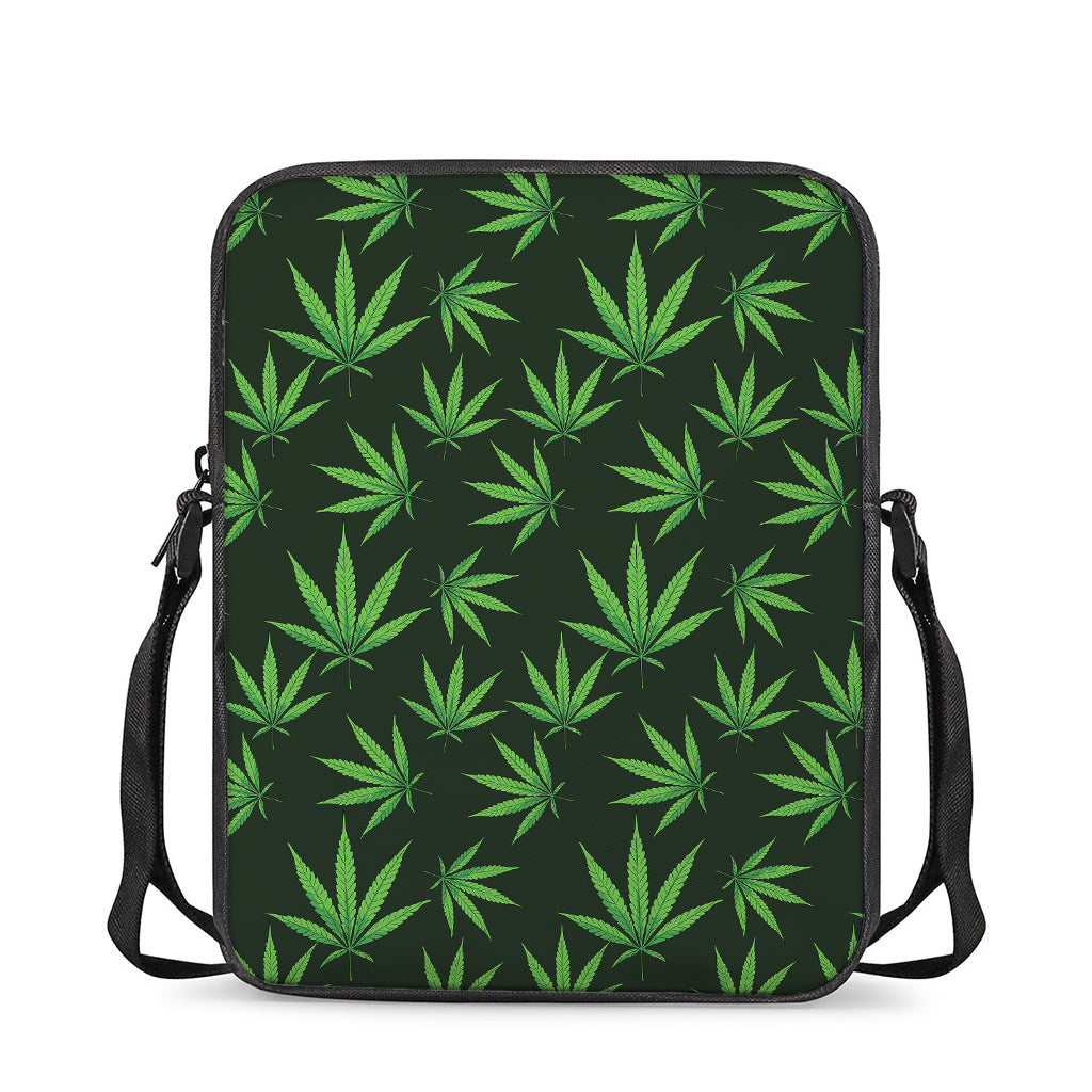 Pot Leaf Pattern Print Rectangular Crossbody Bag