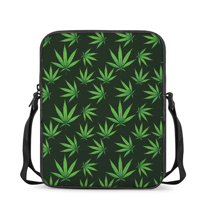 Pot Leaf Pattern Print Rectangular Crossbody Bag