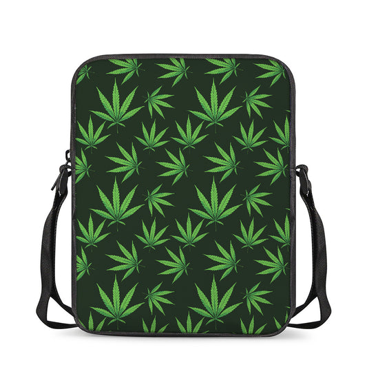 Pot Leaf Pattern Print Rectangular Crossbody Bag