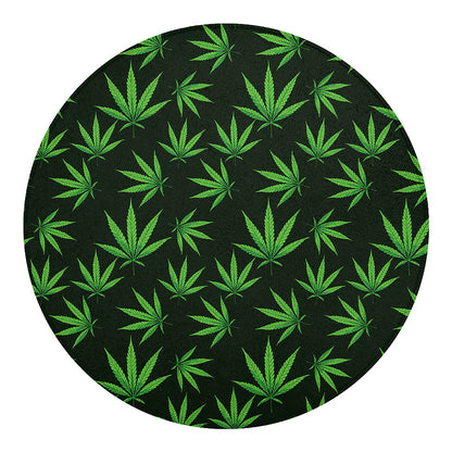 Pot Leaf Pattern Print Round Blanket
