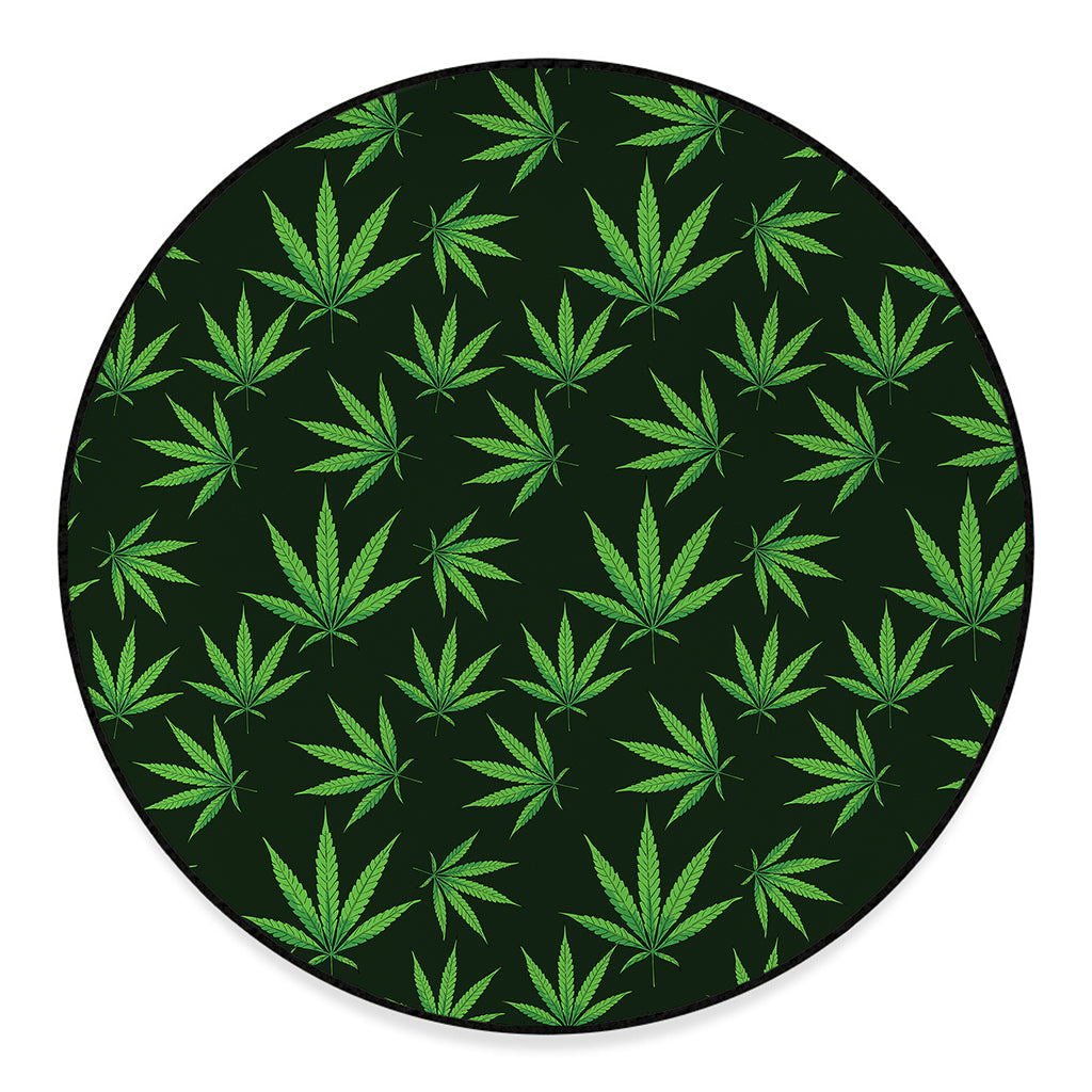 Pot Leaf Pattern Print Round Floor Mat
