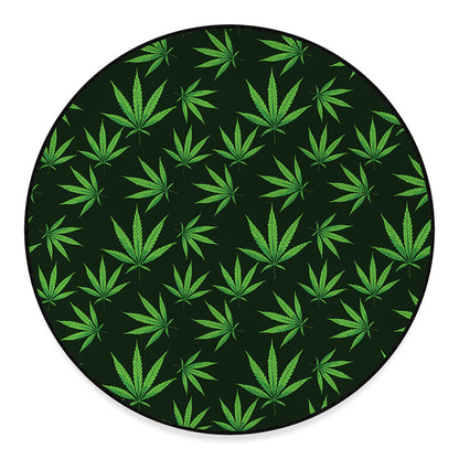 Pot Leaf Pattern Print Round Floor Mat