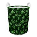 Pot Leaf Pattern Print Round Laundry Basket