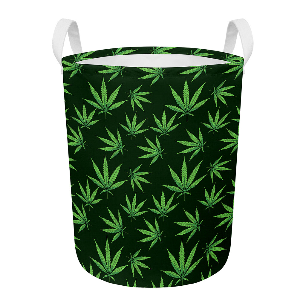 Pot Leaf Pattern Print Round Laundry Basket