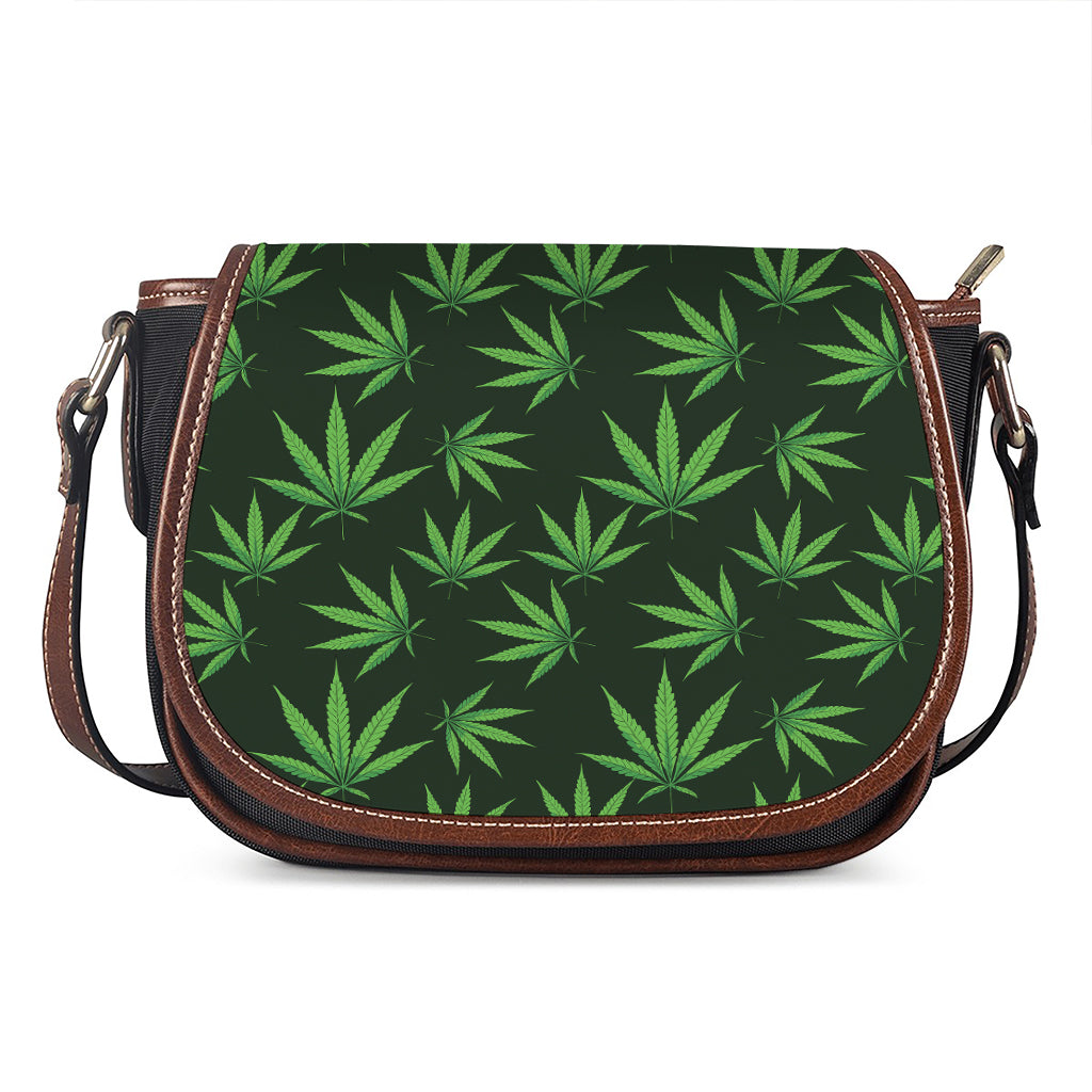 Pot Leaf Pattern Print Saddle Bag