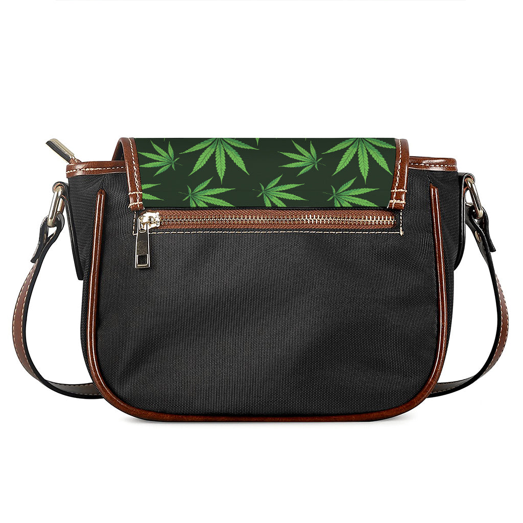 Pot Leaf Pattern Print Saddle Bag