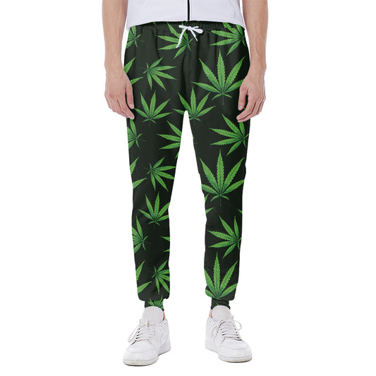 Pot Leaf Pattern Print Scuba Joggers