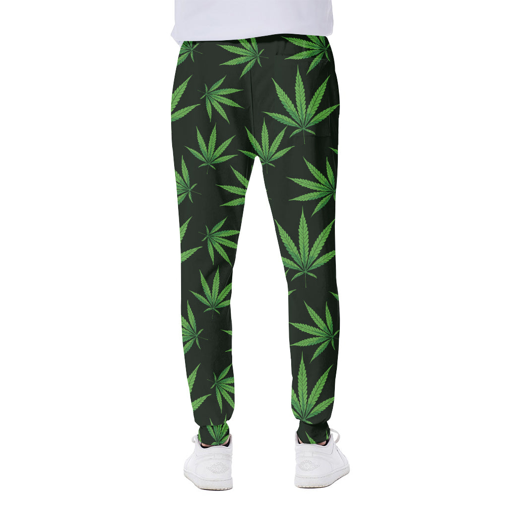 Pot Leaf Pattern Print Scuba Joggers