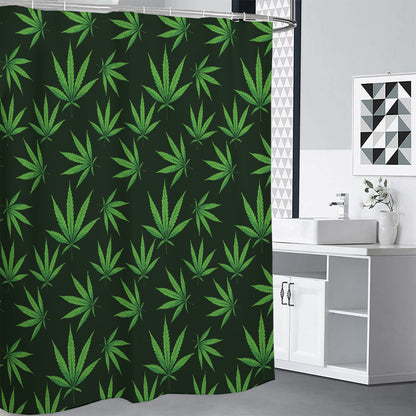 Pot Leaf Pattern Print Shower Curtain