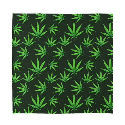 Pot Leaf Pattern Print Silk Bandana