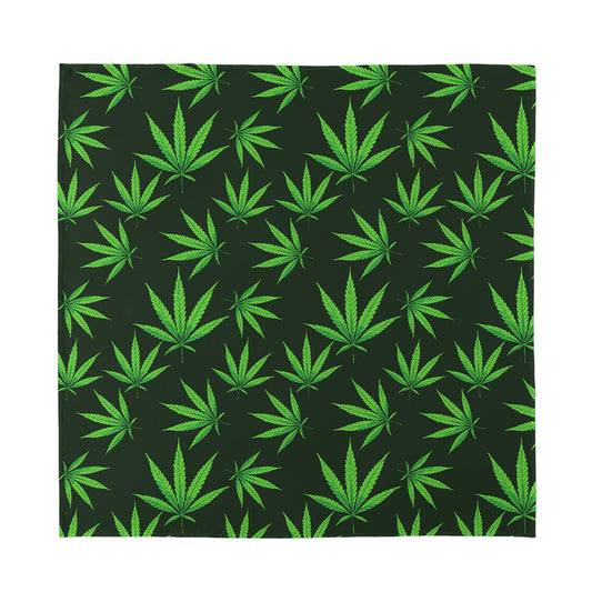 Pot Leaf Pattern Print Silk Bandana