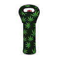 Pot Leaf Pattern Print Single Neoprene Wine Tote