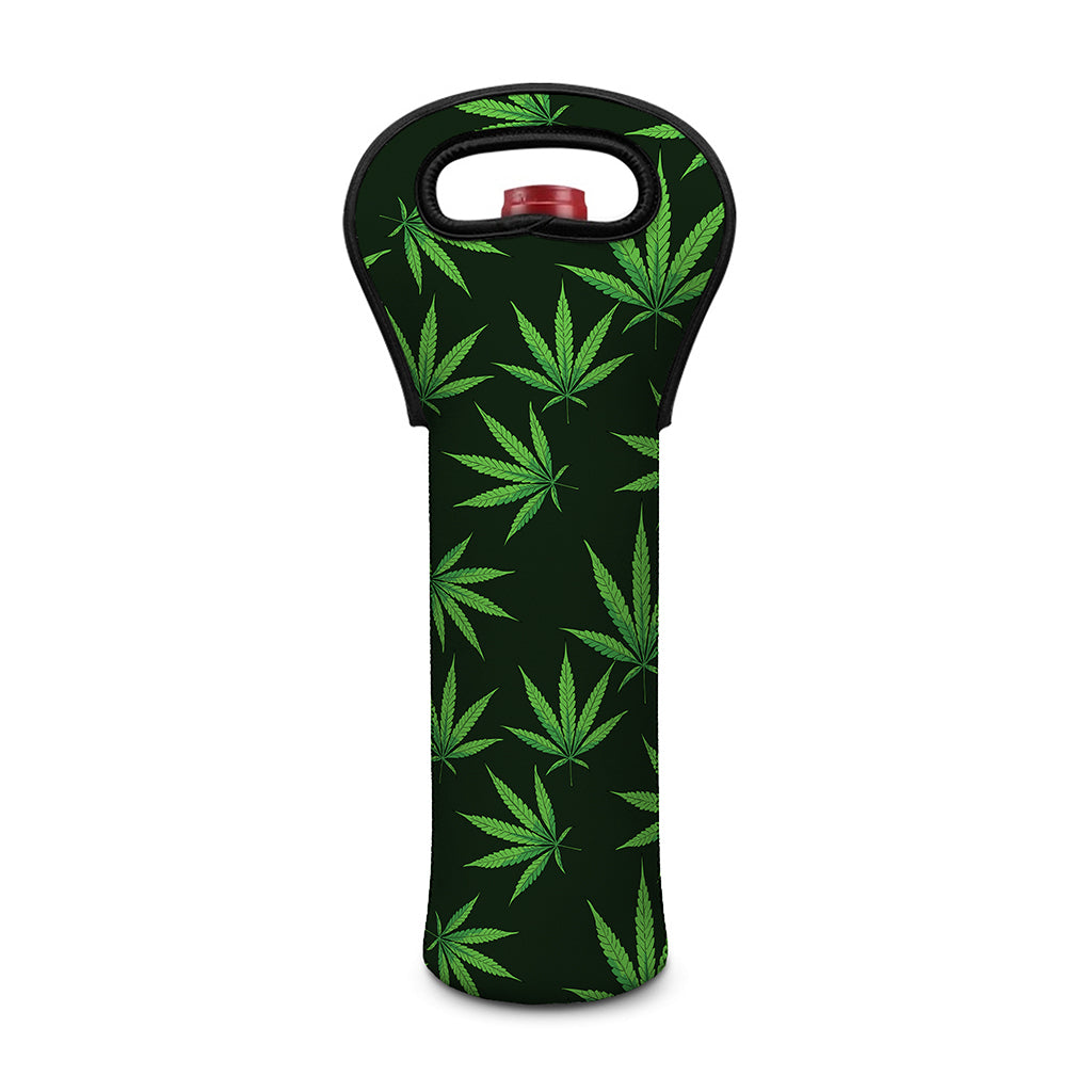 Pot Leaf Pattern Print Single Neoprene Wine Tote