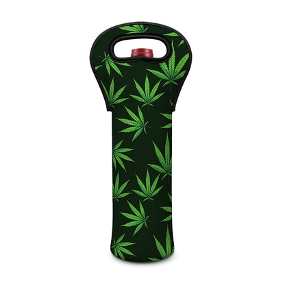Pot Leaf Pattern Print Single Neoprene Wine Tote