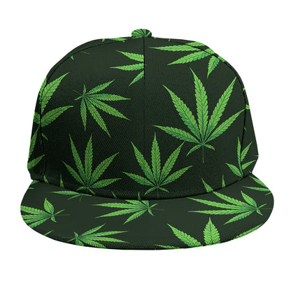 Pot Leaf Pattern Print Snapback Cap