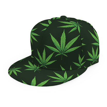 Pot Leaf Pattern Print Snapback Cap