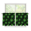 Pot Leaf Pattern Print Tier Curtains