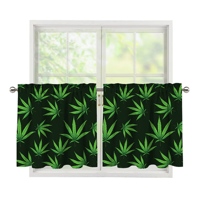 Pot Leaf Pattern Print Tier Curtains