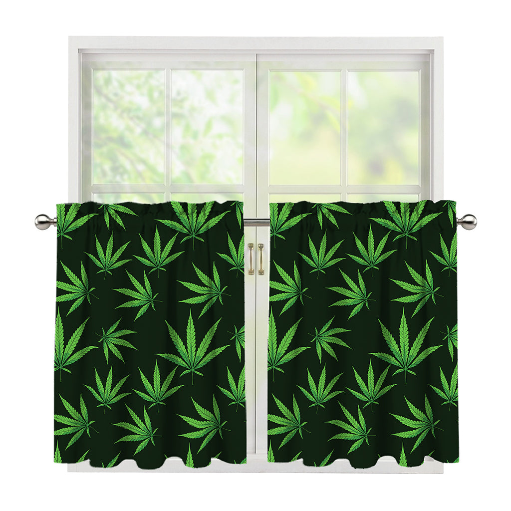 Pot Leaf Pattern Print Tier Curtains
