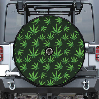 Pot Leaf Pattern Print Tire Cover With Camera Hole