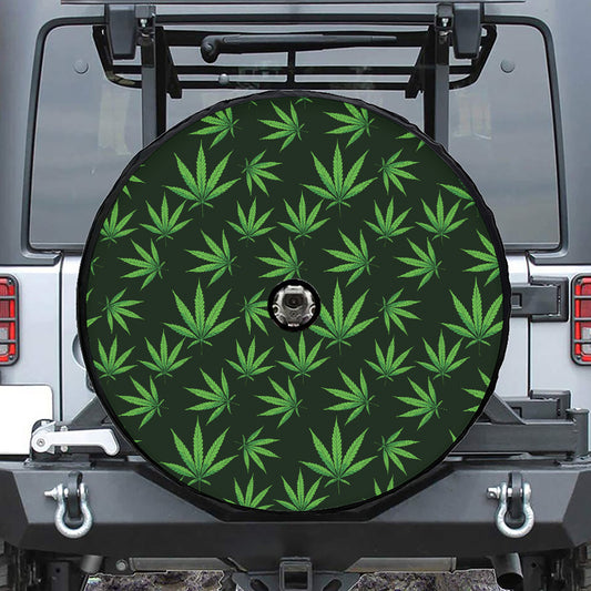 Pot Leaf Pattern Print Tire Cover With Camera Hole