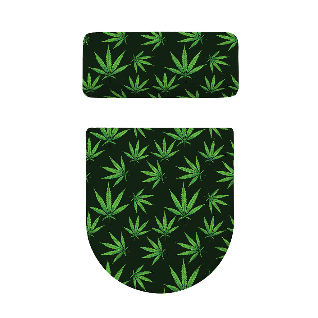 Pot Leaf Pattern Print Toilet Lid And Tank Cover Set