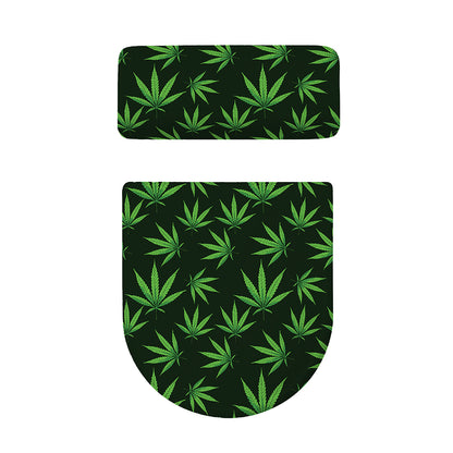 Pot Leaf Pattern Print Toilet Lid And Tank Cover Set