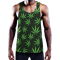 Pot Leaf Pattern Print Men's Workout Tank Top