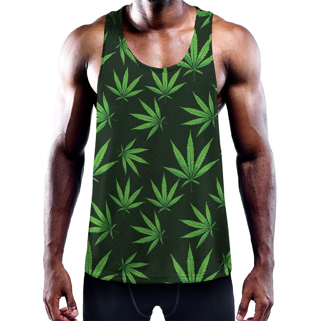 Pot Leaf Pattern Print Training Tank Top