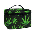 Pot Leaf Pattern Print Travel Makeup Bag