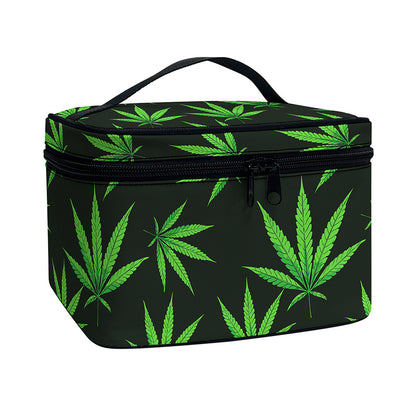 Pot Leaf Pattern Print Travel Makeup Bag