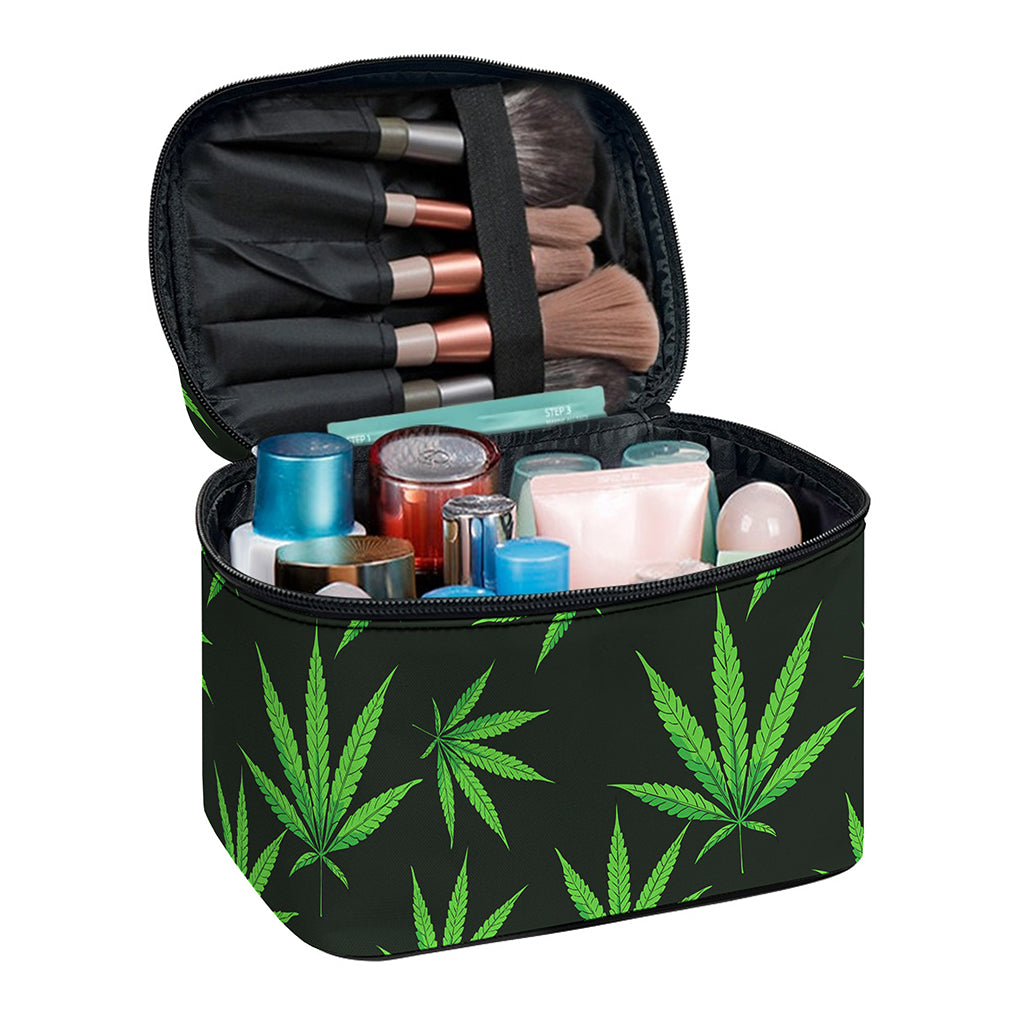 Pot Leaf Pattern Print Travel Makeup Bag
