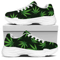 Pot Leaf Pattern Print White Chunky Shoes