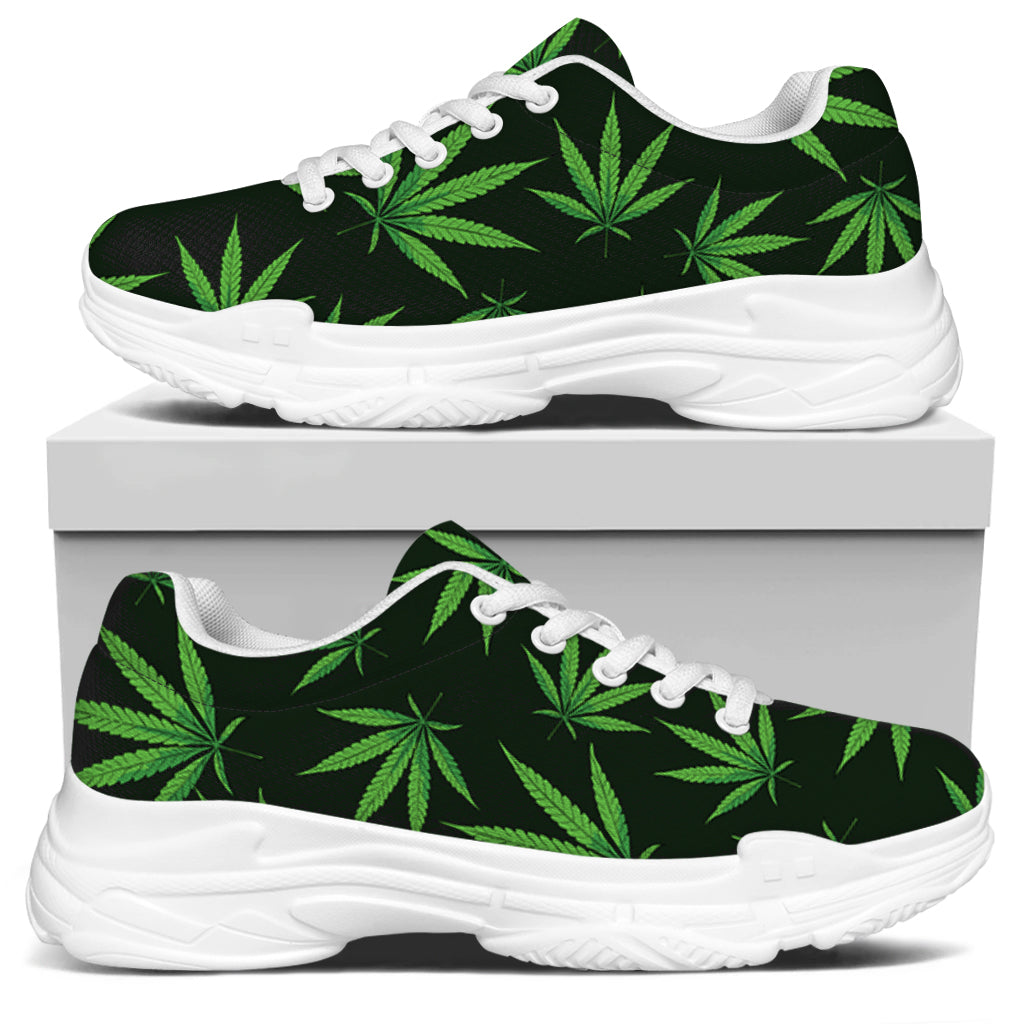 Pot Leaf Pattern Print White Chunky Shoes